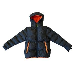 EUC Champion XS 4-5 Kids Navy Blue and Orange Accent Winter Puffer Jacket